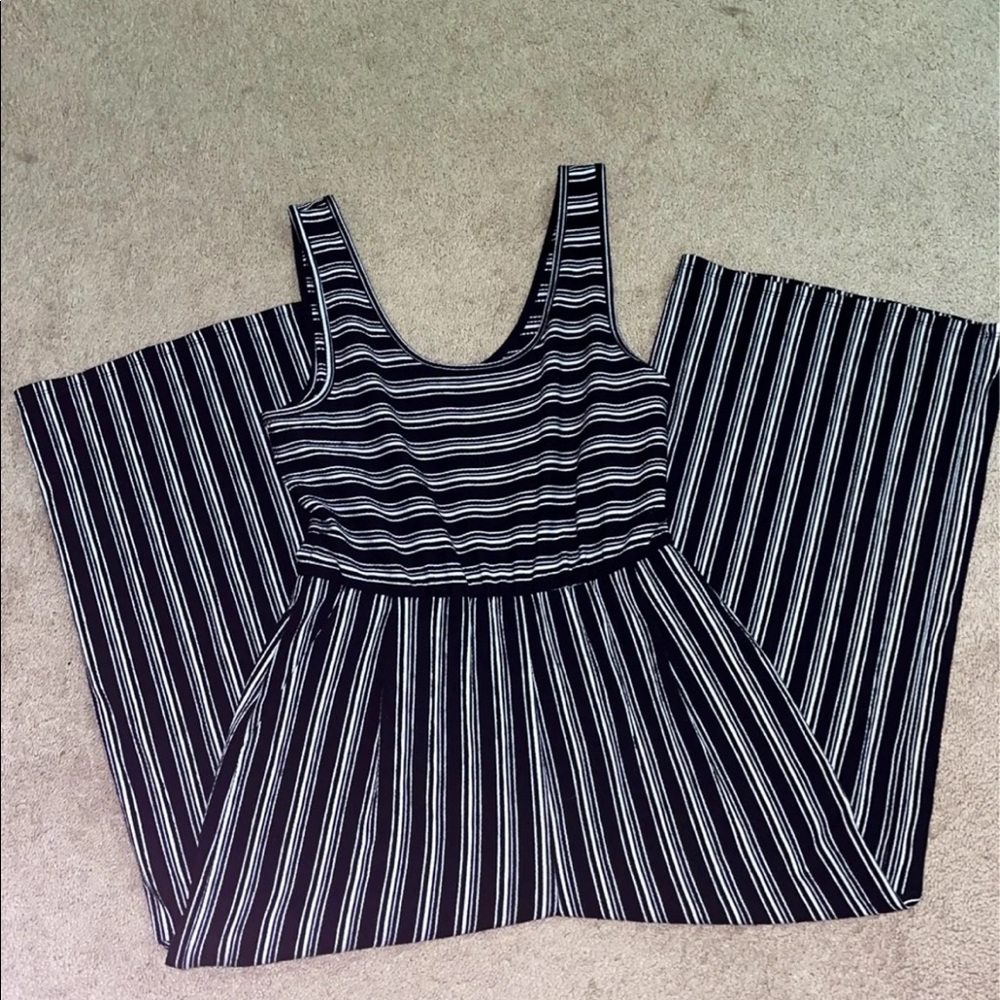 Black and white striped jumpsuit